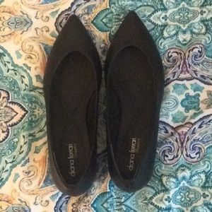 Black low wedge heels